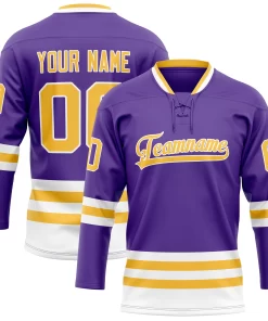 Custom Purple Gold Solid Colour Hockey Jersey