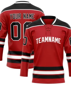 Custom Red Black Solid Colour Hockey Jersey