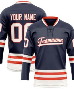 Custom Navy White Solid Colour Hockey Jersey