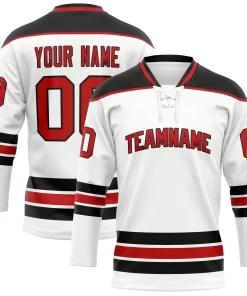 Custom White Red Solid Colour Hockey Jersey