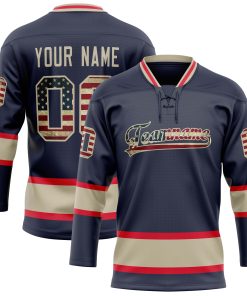 Custom Navy Cream Solid Colour Hockey Jersey