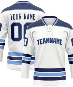 Custom White Navy Solid Colour Hockey Jersey