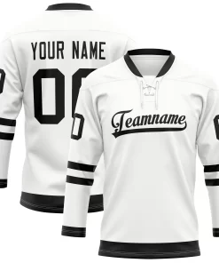 Custom White Black Solid Colour Hockey Jersey